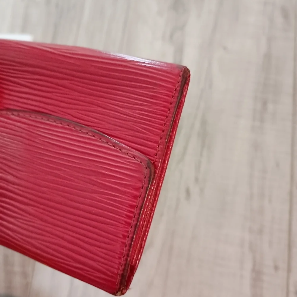 Louis Vuitton Womens Red Epi Leather Coin Purse Holder Envelope Wallet